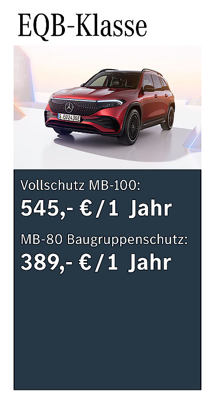 Vollschutz MB-100: 545 € /1 Jahr; MB-80 Baugruppenschutz: 389 € / 1 Jahr EQB-Klasse Garantiepaketpreise
