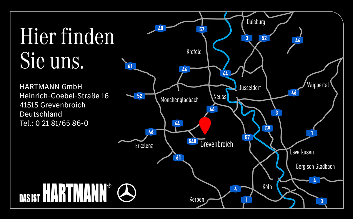 Landkarte mit Anfahrt zu Hartmann Landkarte mit Anfahrt zu Hartmann